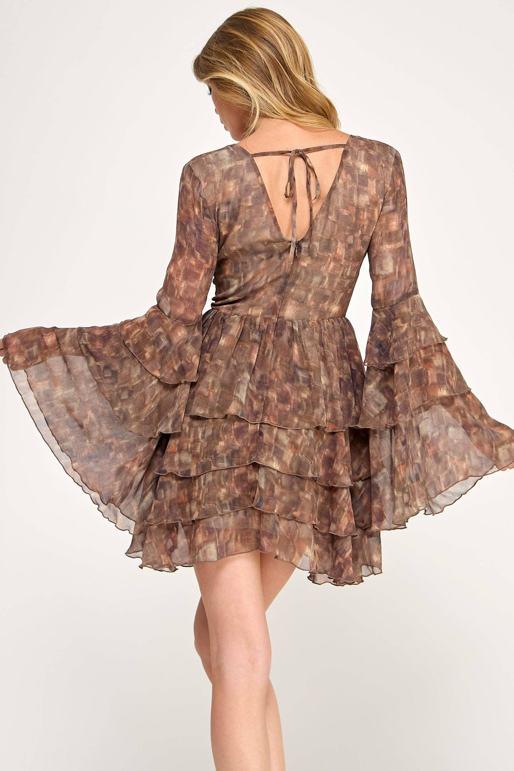 Ochre Keyhole Ruffle Dress