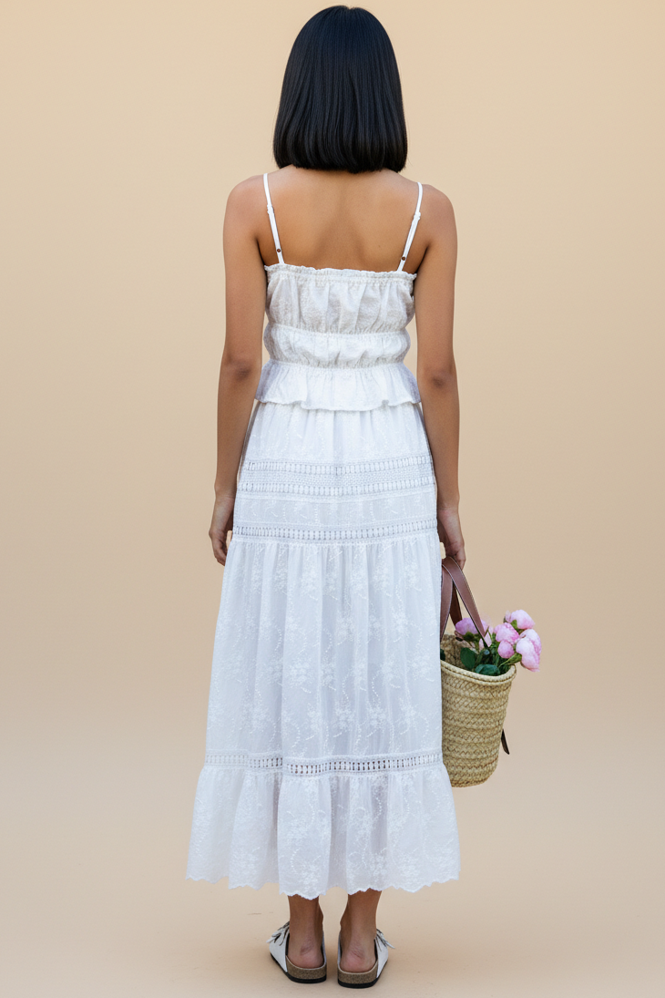Embroidered Lace Crop Top & Maxi Skirt Set