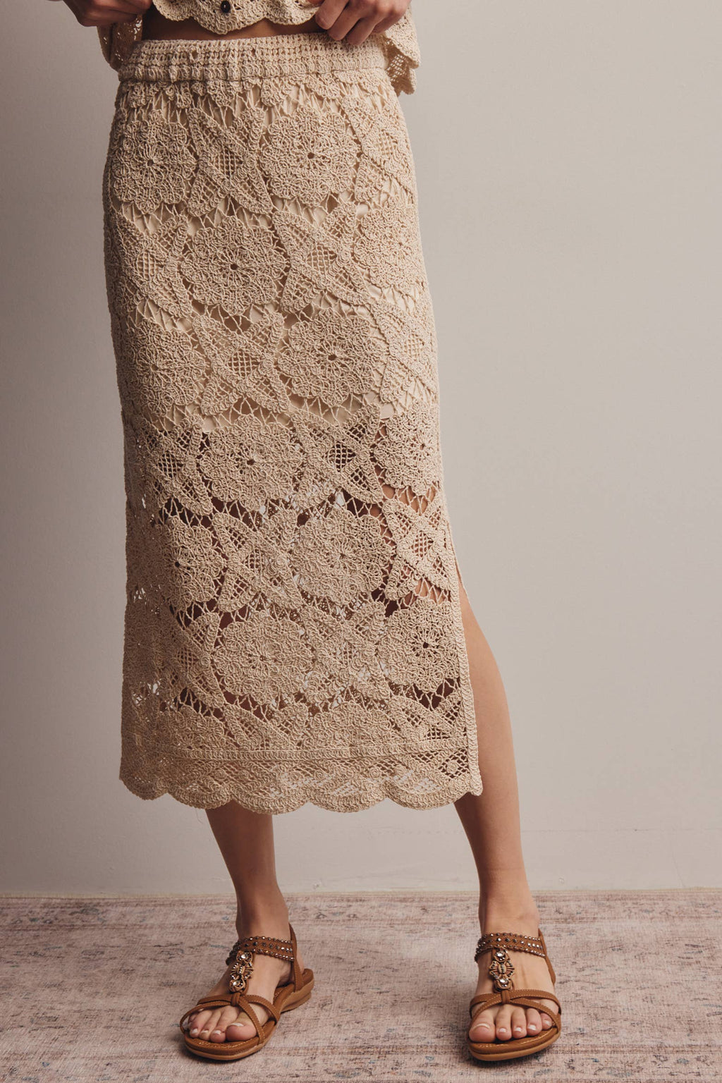 Crochet Lace Midi Skirt
