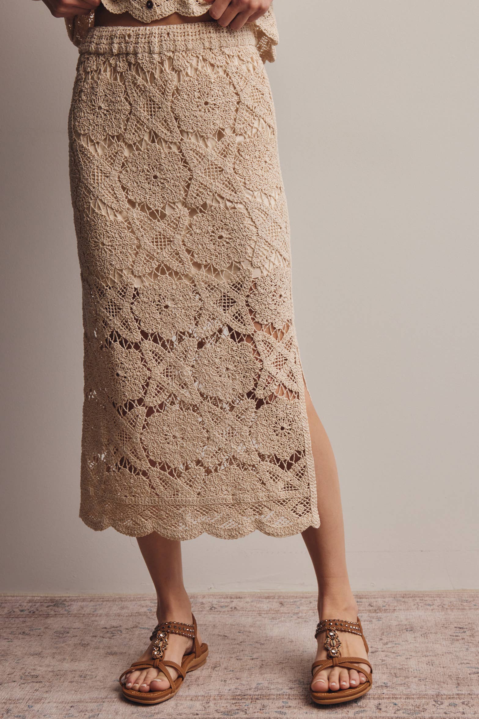 Crochet Lace Midi Skirt