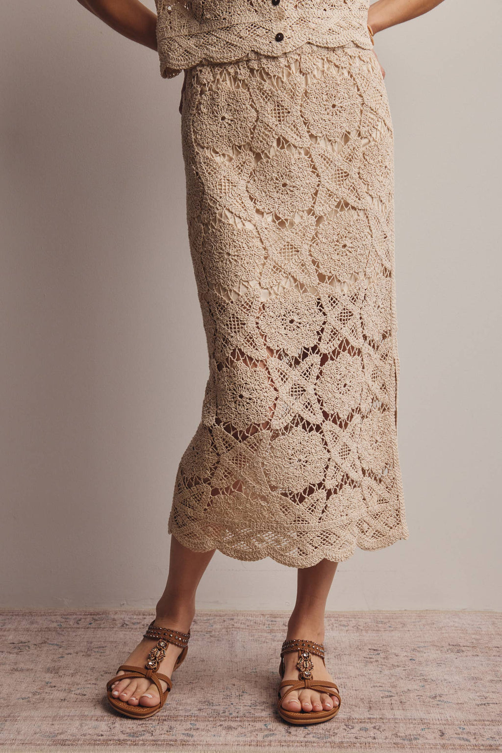 Crochet Lace Midi Skirt