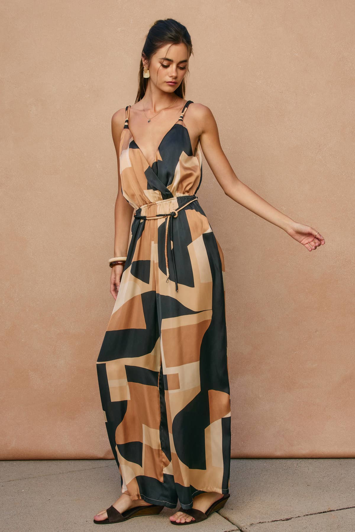 Cord Strap Surplice Jumpsuit