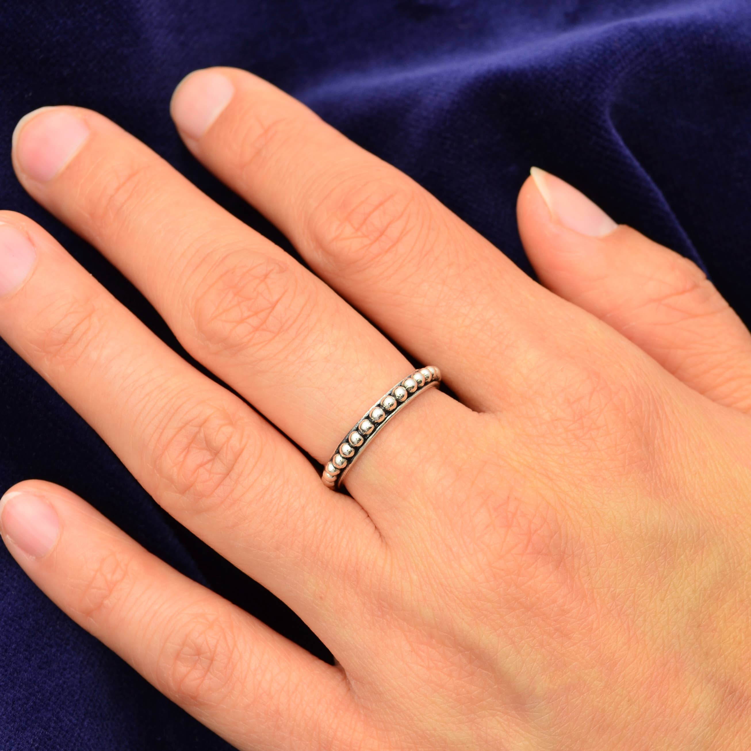 Sterling Silver Stacking Ring with Granulation