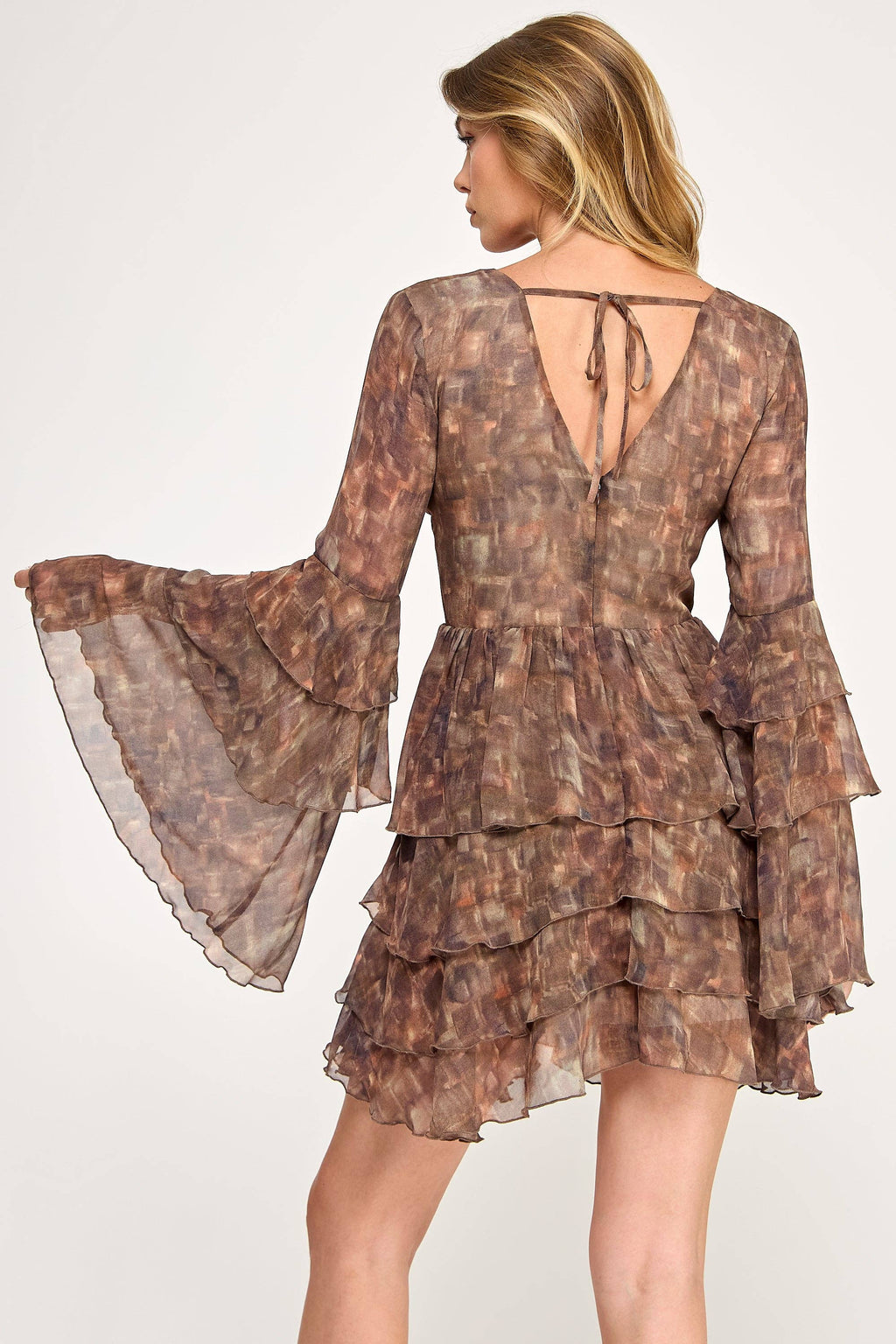 Ochre Keyhole Ruffle Dress