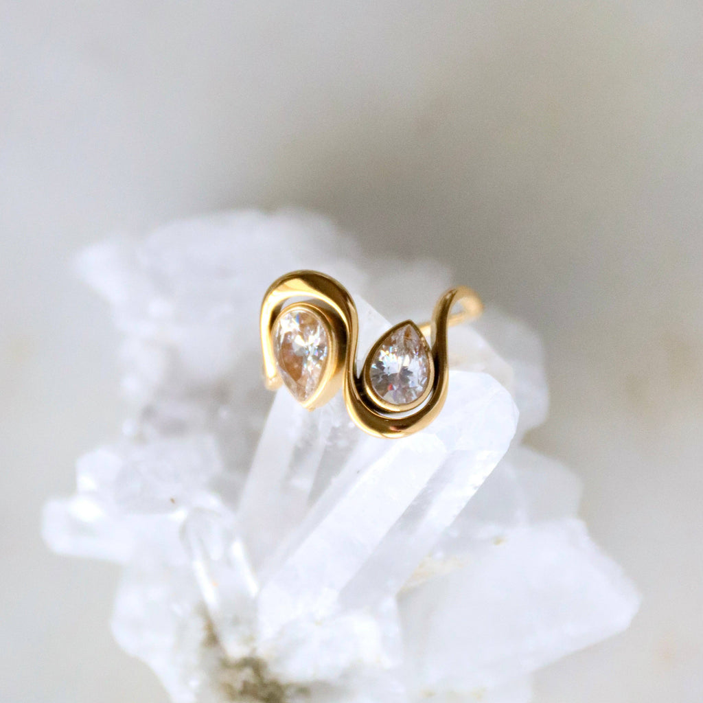 CZ Pear Wave Ring