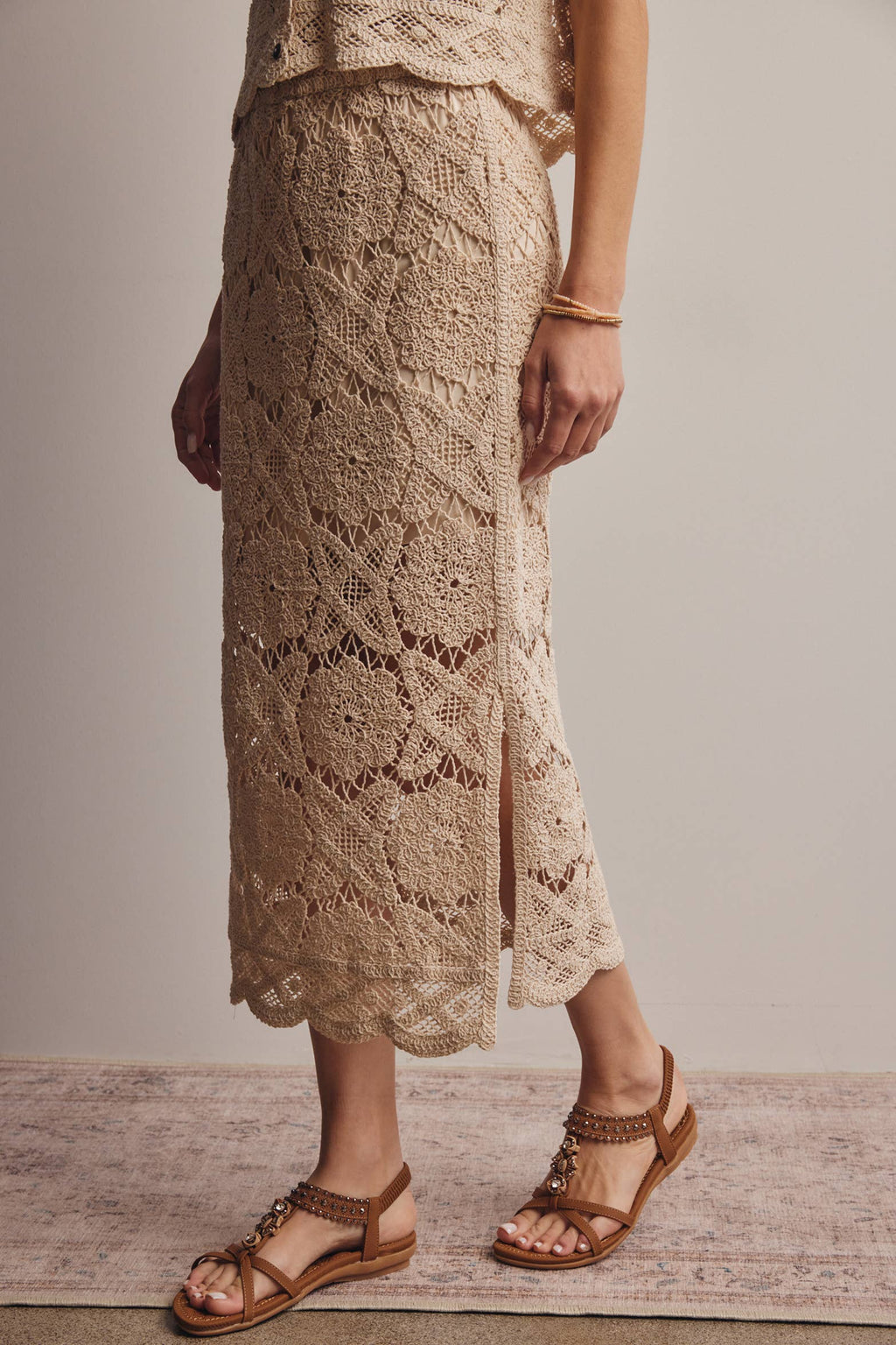 Crochet Lace Midi Skirt