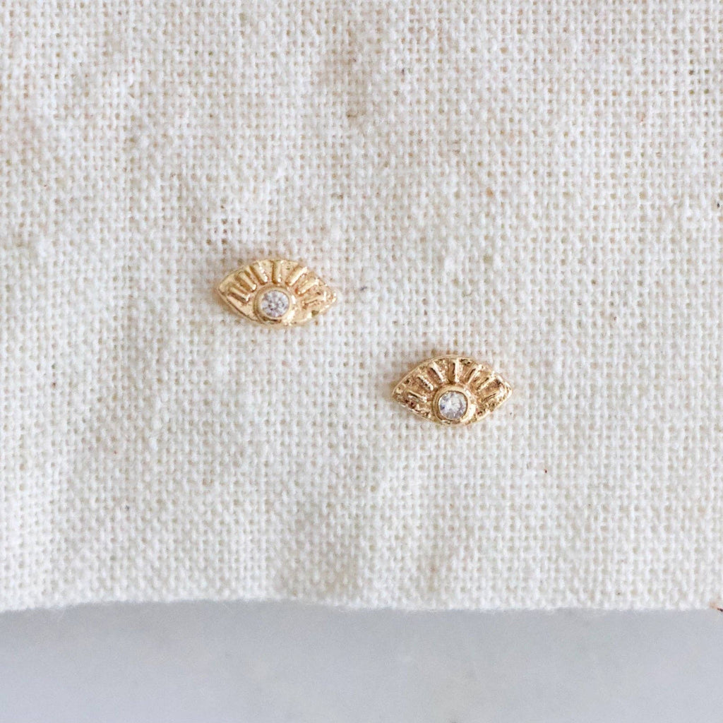 Mini CZ Evil Eye Earrings