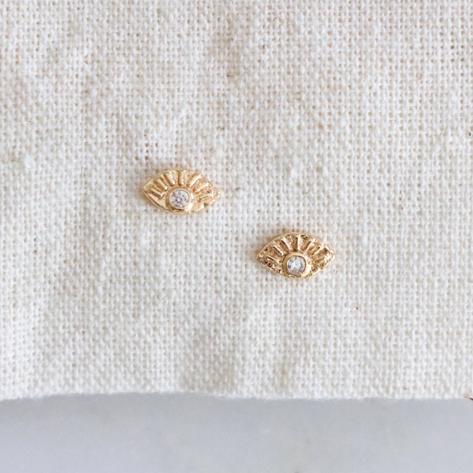Mini CZ Evil Eye Earrings