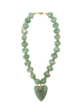 Athens Green Beaded Necklace with Heart Charm