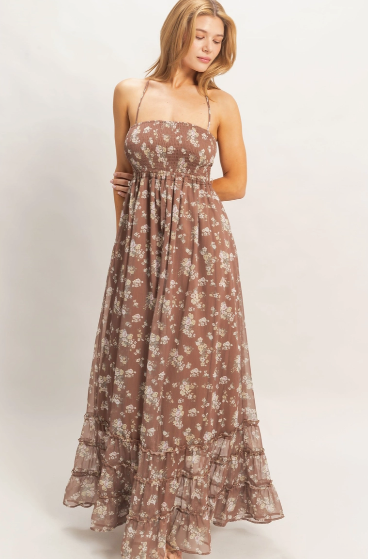 Smocked Floral Maxi Dress