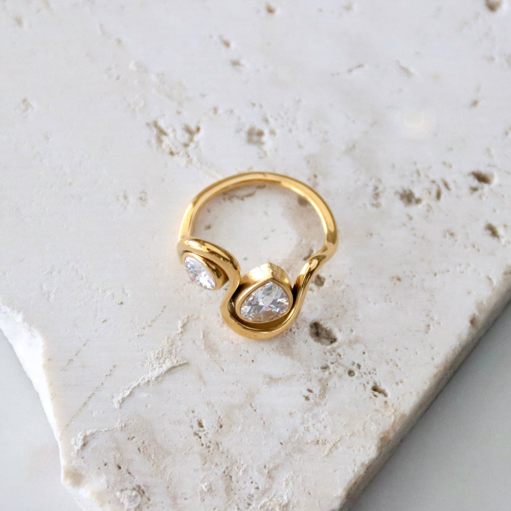 CZ Pear Wave Ring