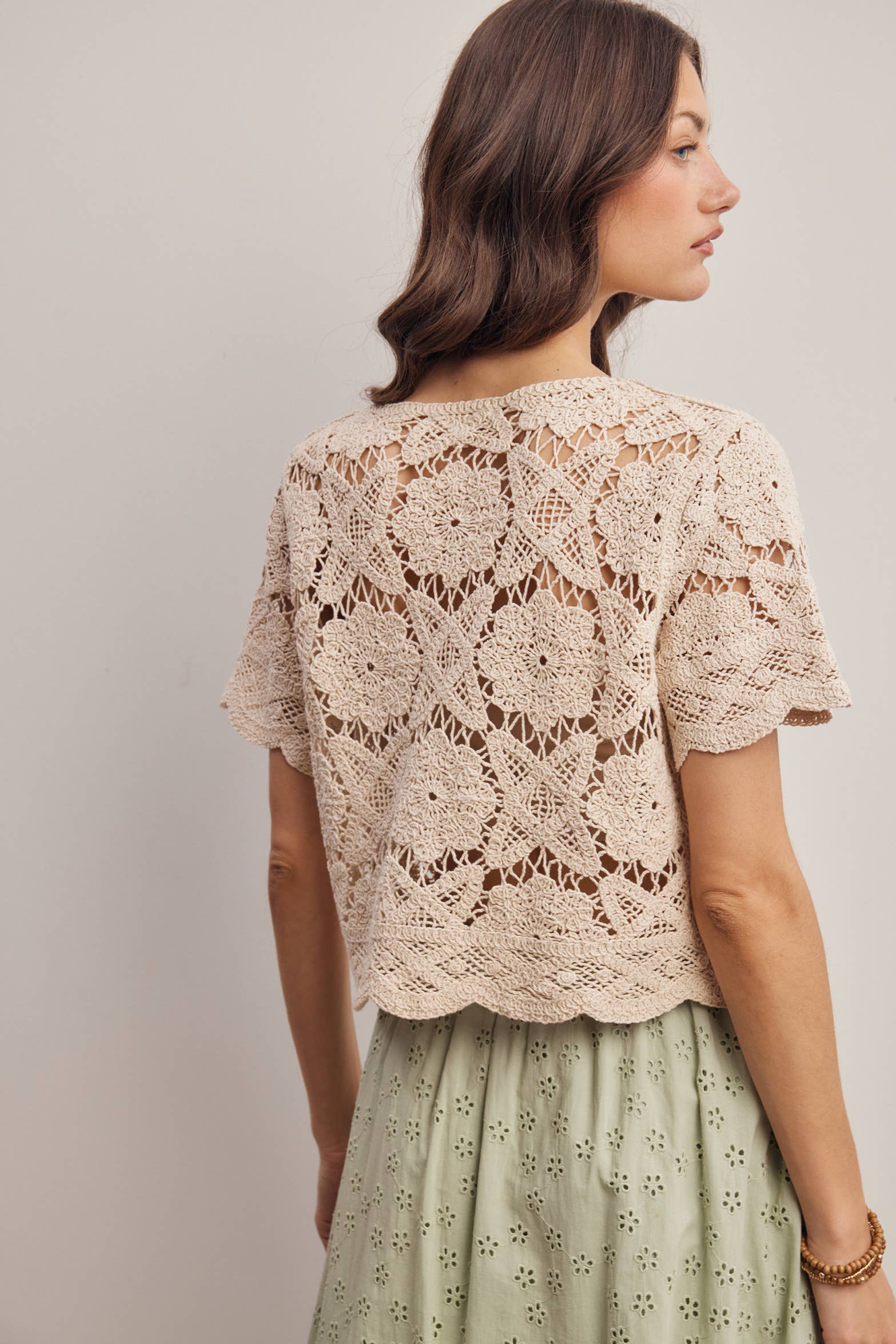Crochet Lace Short Sleeve Top