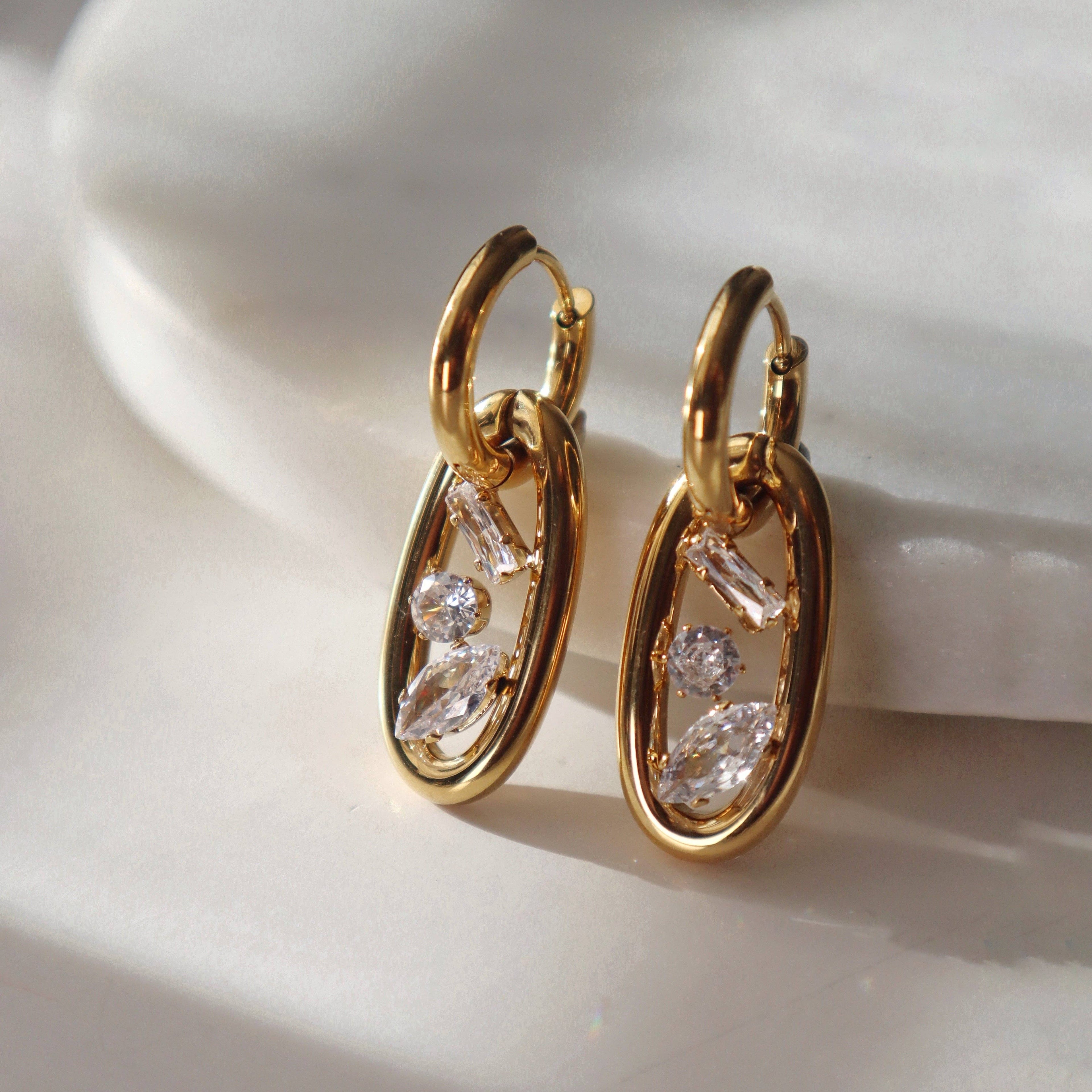 Florence Oval Drop Hoops