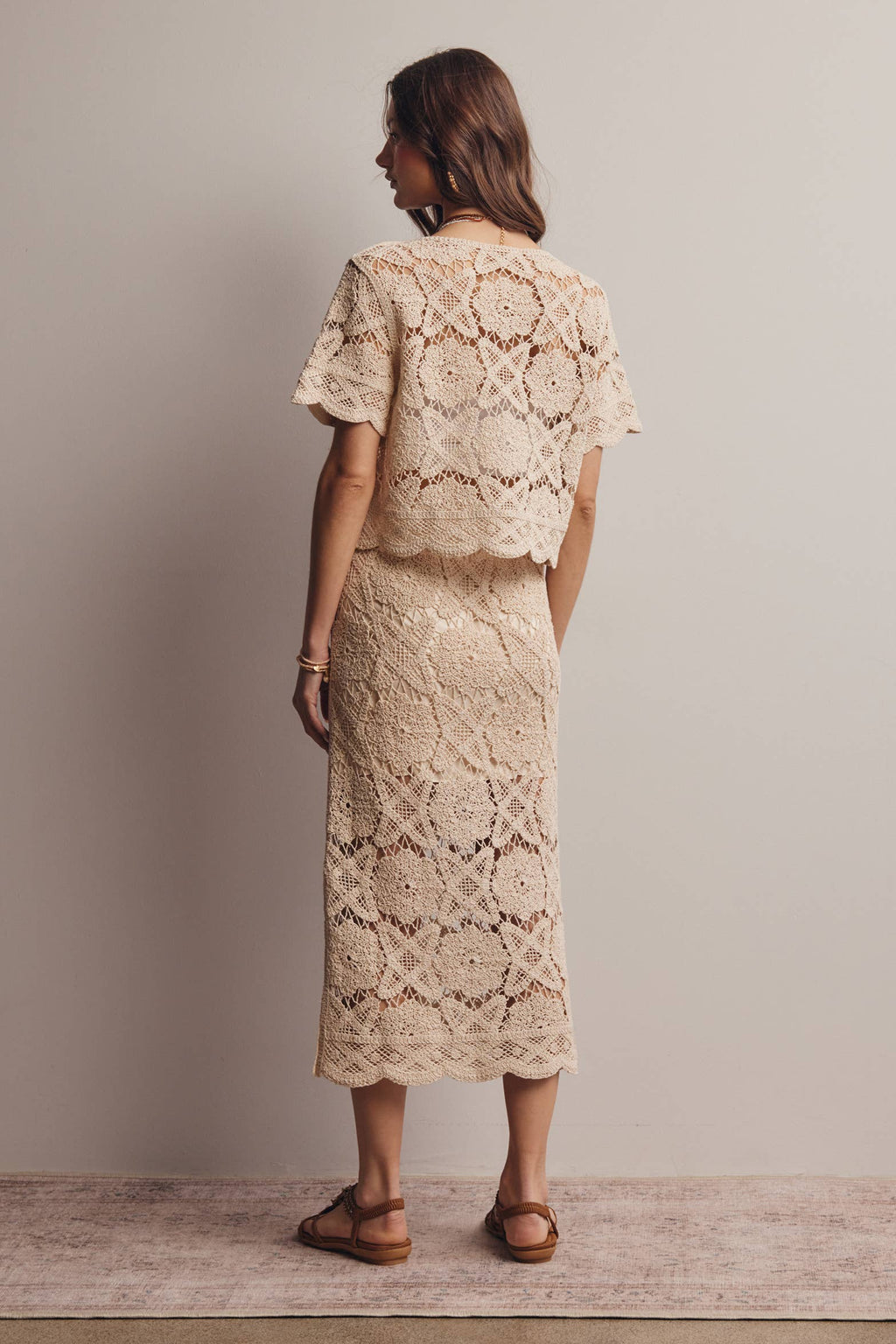 Crochet Lace Midi Skirt