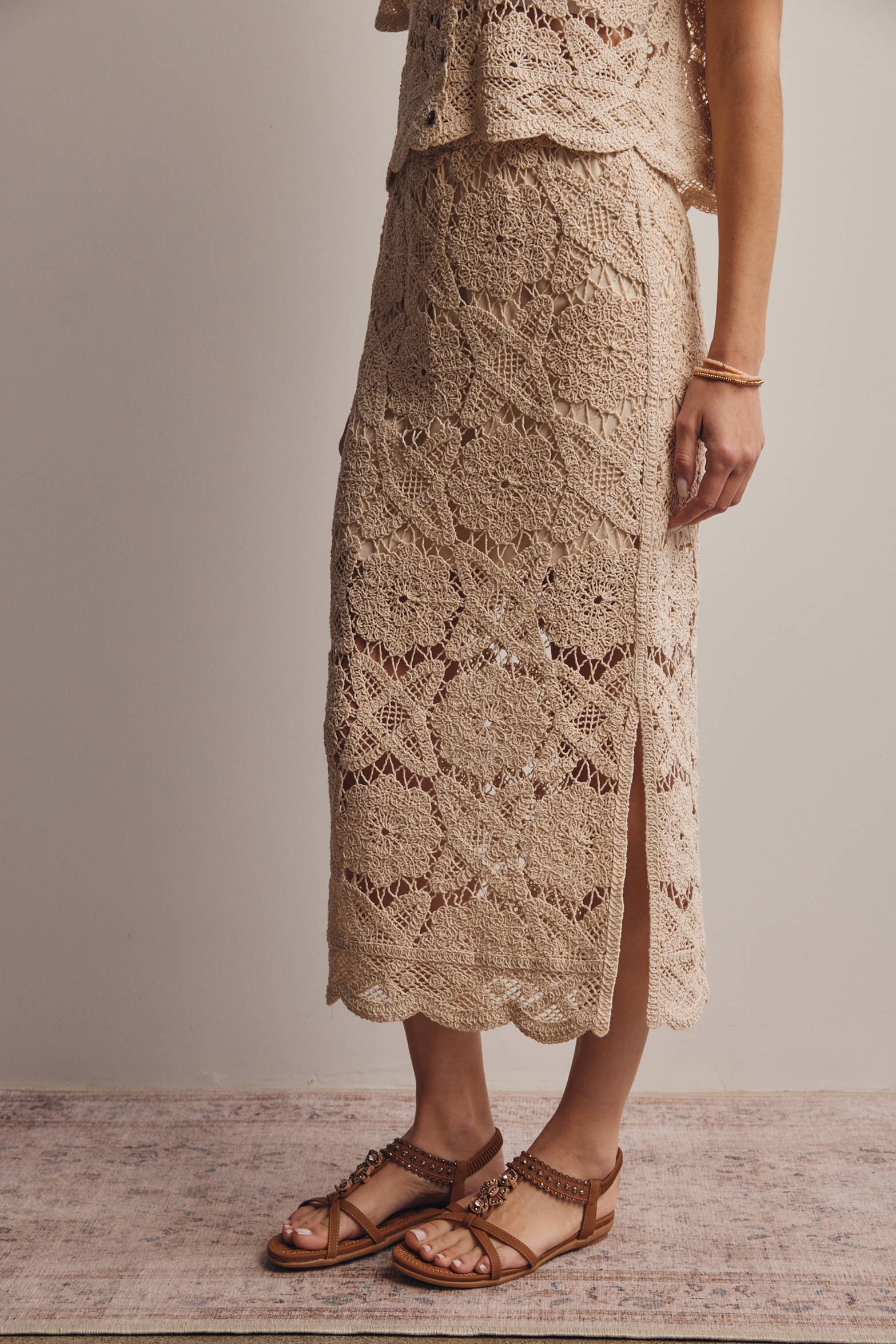Crochet Lace Midi Skirt