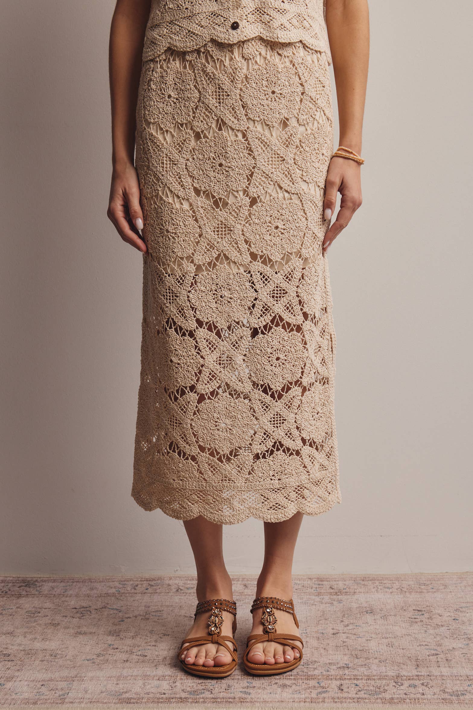 Crochet Lace Midi Skirt