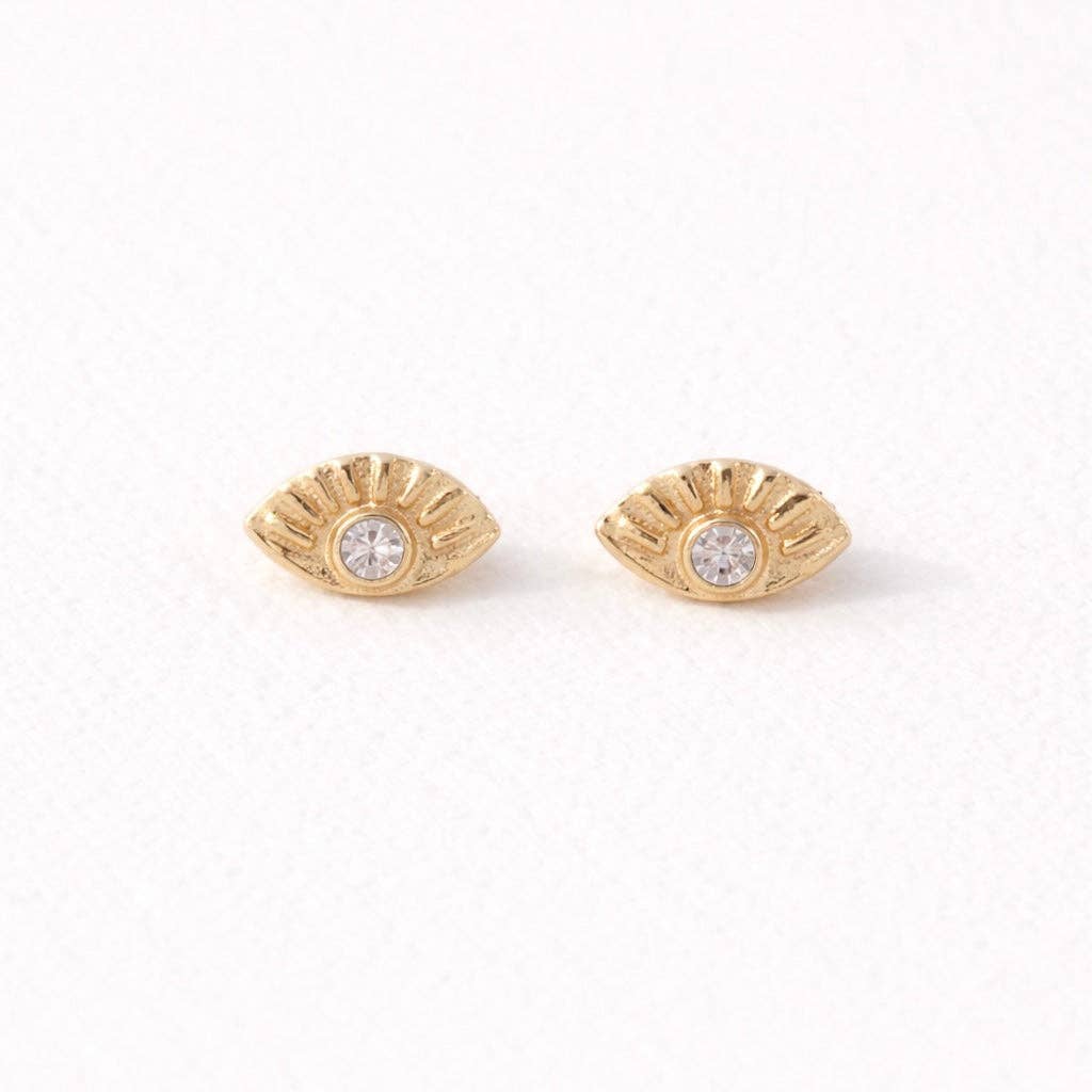 Mini CZ Evil Eye Earrings